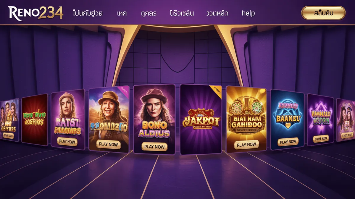 RENO234 เว็บไซต์คาสิโนออนไลน์หน้าหลักแสดงเกมสล็อตและโปรโมชั่นต่างๆ